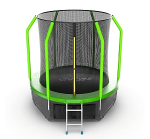 EVO JUMP Cosmo 6ft (Green) + Lower net. Батут с внутренней сеткой и лестницей, диаметр 183 см (зеленый) + нижняя сеть